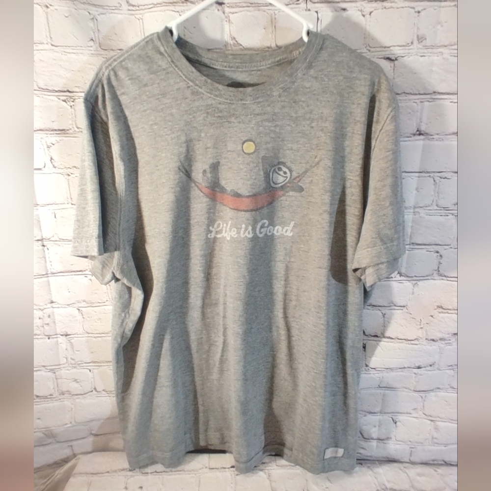 Life is Good XL Heather Gray Crusher T " Hammock Graphic"